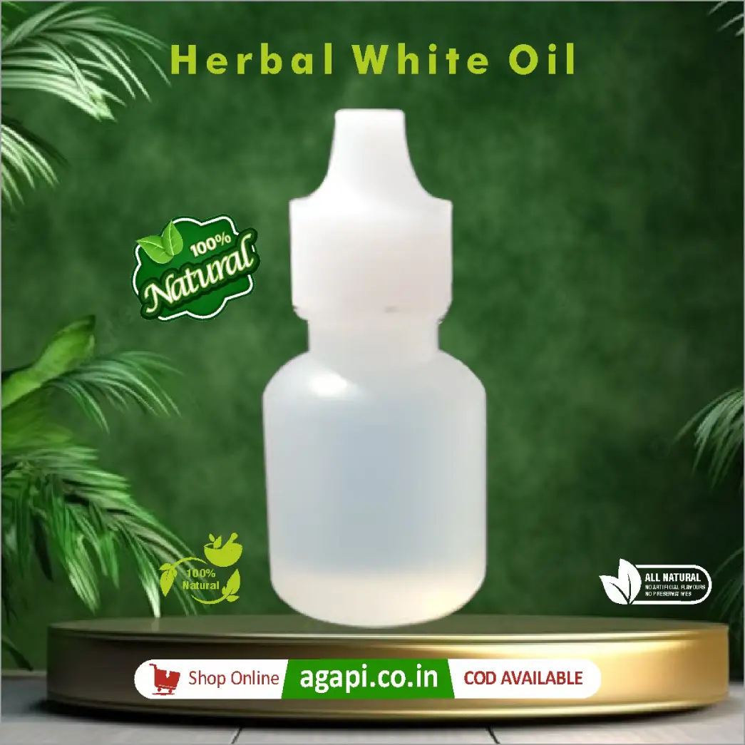 Photo 1 of 3 - 100% Natural Herbal White Oil - Powerful Blend of Basil, Adhatoda, Camphor, Eucalyptus - Relieve Cold, Cough & Headache | Agapi